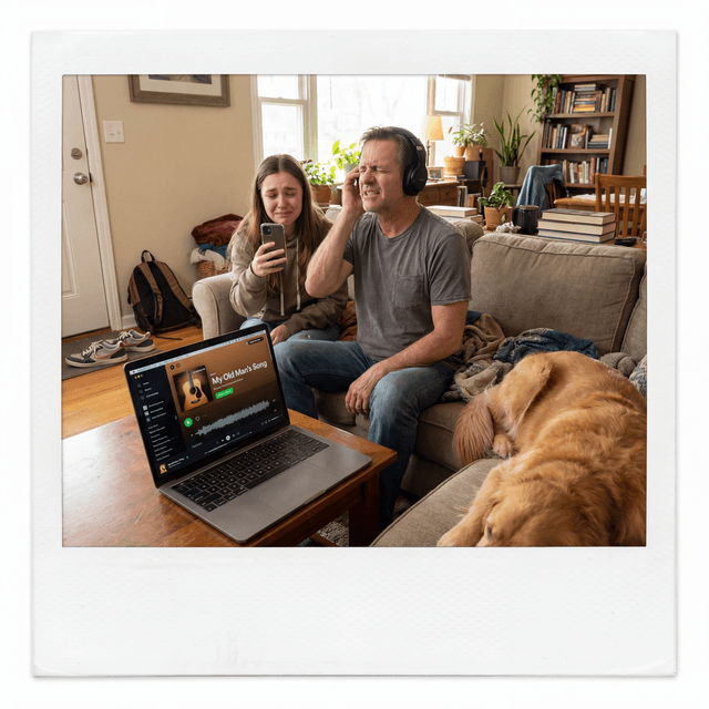 Dad and daughter reacting to their personalized song